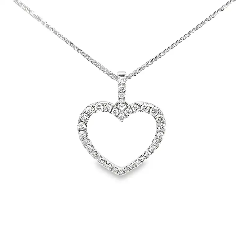 18K White Gold Heart Pendant